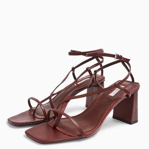 Topshop NICO Leather Burgundy Set Back Heels